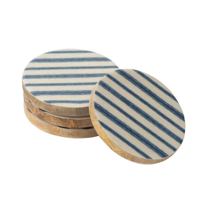 Close-up view of the Anaya Stripes coaster set displaying pattern and texture.