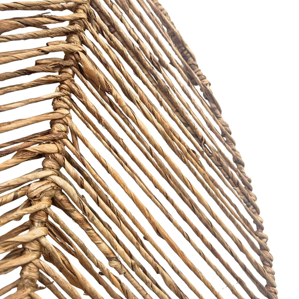 Close-up of woven banana fiber leaf pattern and veins