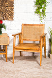 BORA BORA ARM CHAIR - GLOSS - TEAK WOOD & RATTAN ARM CHAIR