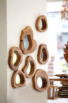 TEAK DISC WOOD MIRROR