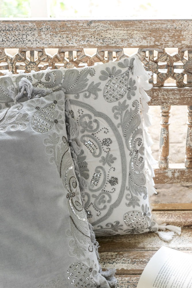 MOROCCO ROSE CUSHION - WHITE