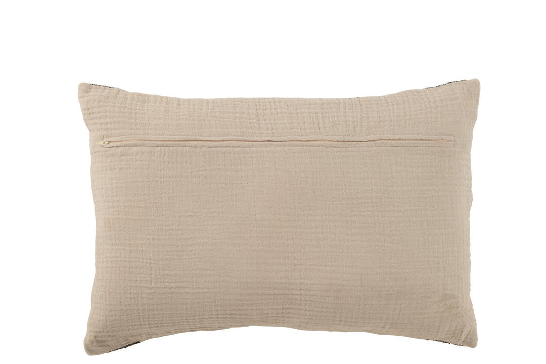 LINEN STRIPES RECT. CUSHION-BLACK/BEIGE