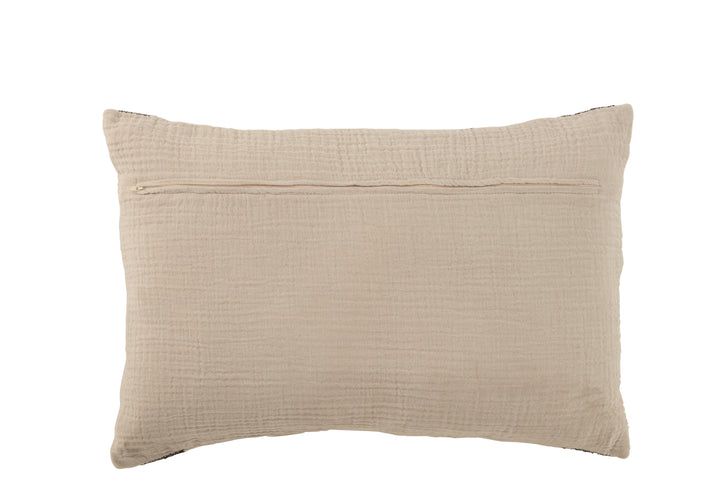 LINEN STRIPES RECT. CUSHION-BLACK/BEIGE