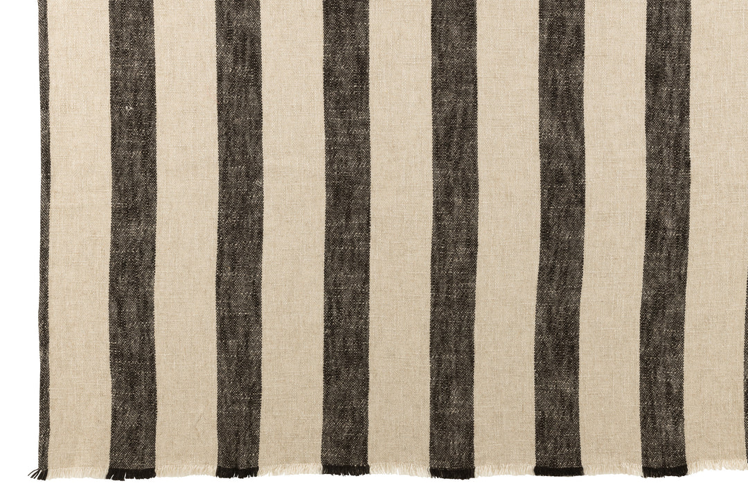 LINEN STRIPES PLAID-BLACK