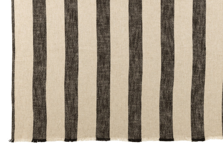 LINEN STRIPES PLAID-BLACK