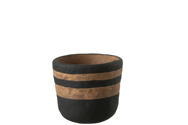 ETHNIC STRIPES POT | BLACK