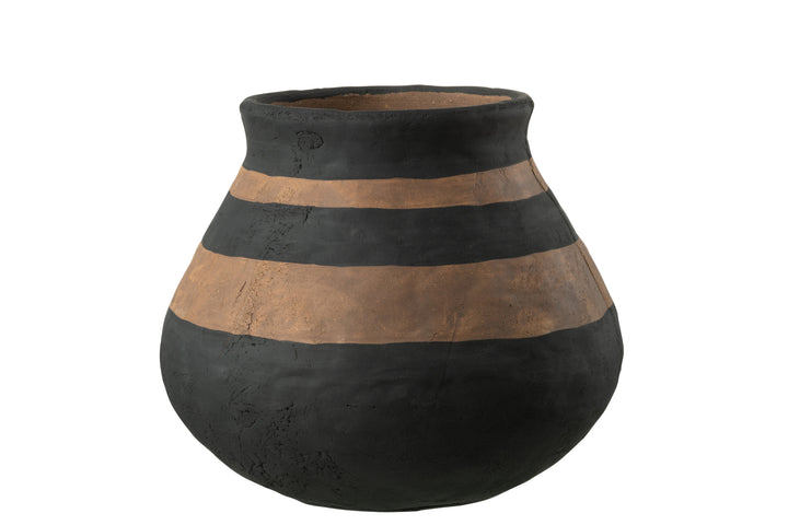 ETHNIC STRIPES POT | BLACK