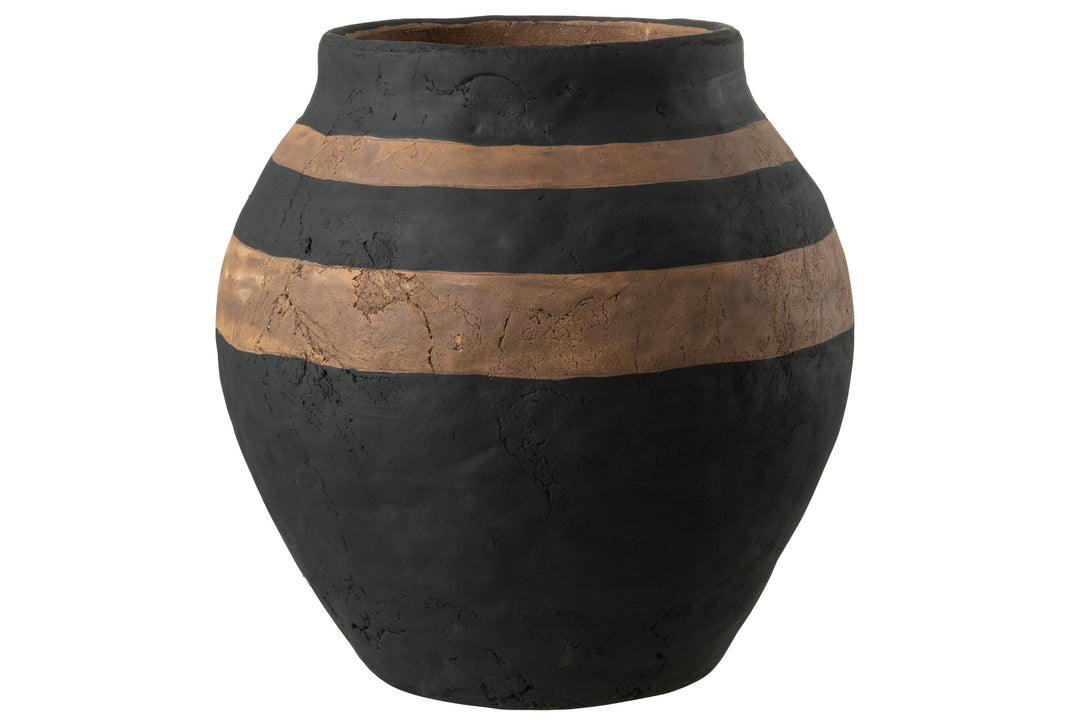 ETHNIC STRIPES POT | BLACK