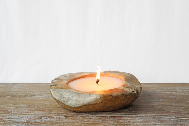 MUTURI CANDLE - TEAK WOOD CANDLE PLATE - LARGE