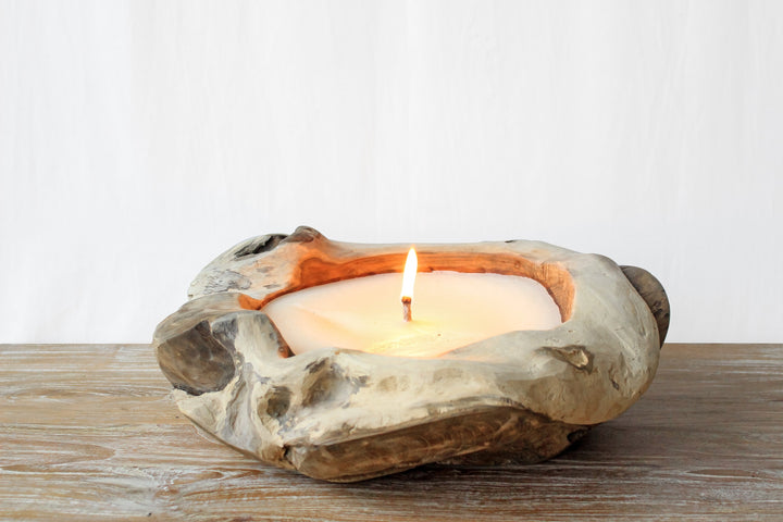 MUTURI CANDLE - TEAK WOOD CANDLE PLATE - SMALL