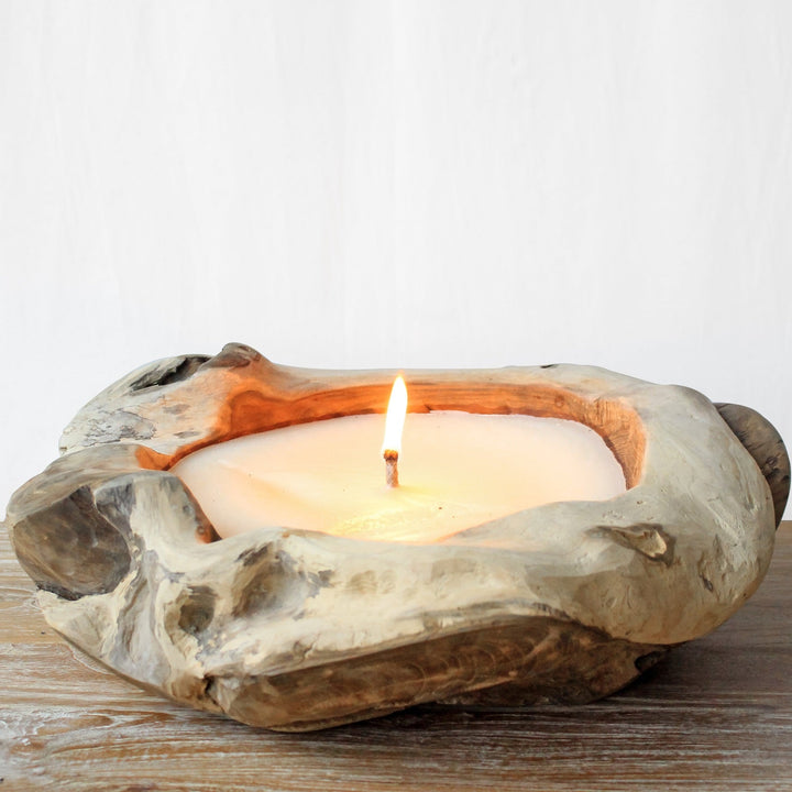 MUTURI CANDLE - TEAK WOOD CANDLE PLATE - LARGE