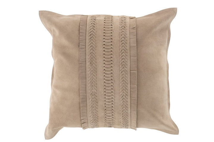 LEATHER CUSHION - TAUPE