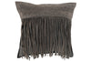 LEATHER ETHNIC CUSHION  - GREY