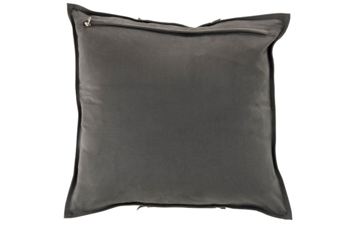 LEATHER CUSHION - GREY