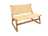 AKRASIA - NATURAL TEAK WOOD AND WOOVEN RATTAN TWO SEATER SOFA