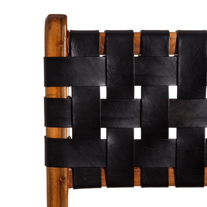 BILL TEAK & LEATHER DINING CHAIR | 56X48X80CM