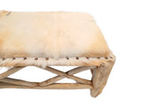 EOS - TEAK BRANCH BENCH WITH GOAT SKIN