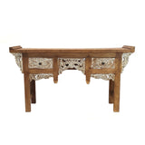 GUNNAR - CARVED TEAK WOOD CONSOLE TABLE