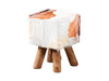 KAI - TEAK STOOL WITH GOAT SKIN