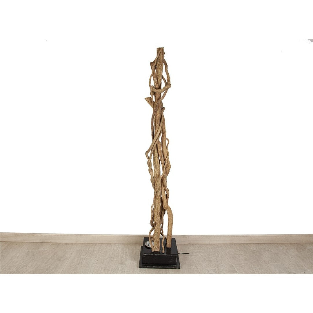 Kitibati floor lamp made of natural wood vines on black base.