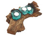 KUMBE CANDLE TEAK ROOT CANDLE HOLDER | NATURAL/BLUE 42X12X7CM