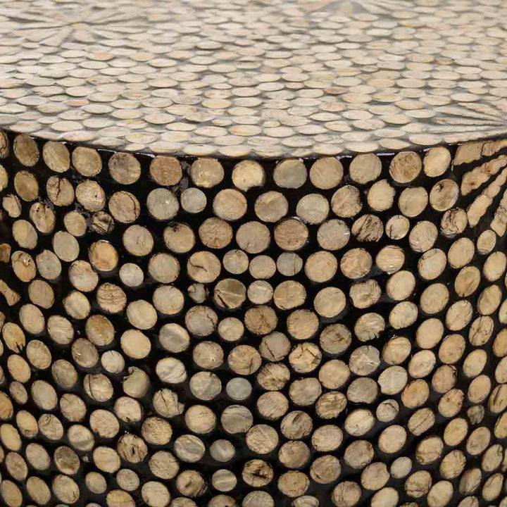 Close-up detail of the capiz shell inlay showcasing texture and natural color variation.