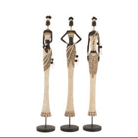 Group view of Musa Girl Stand Deco figures showcasing different poses and handcrafted textile accents.