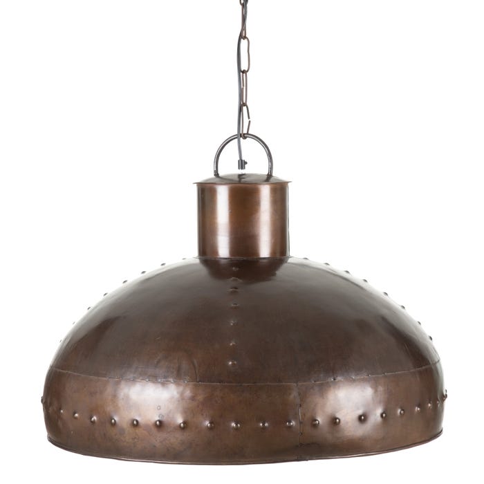 Nautilus copper ceiling lamp with industrial dome design
