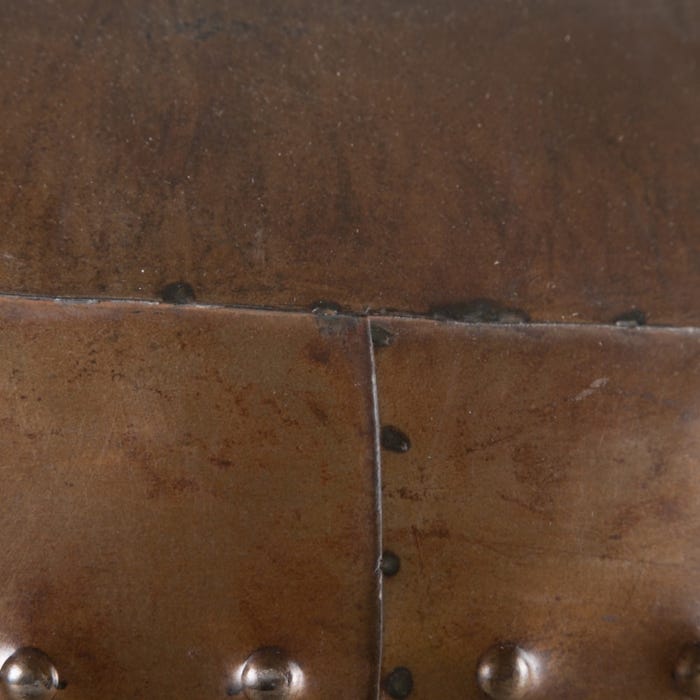 Close-up of riveted copper finish on Nautilus ceiling lamp