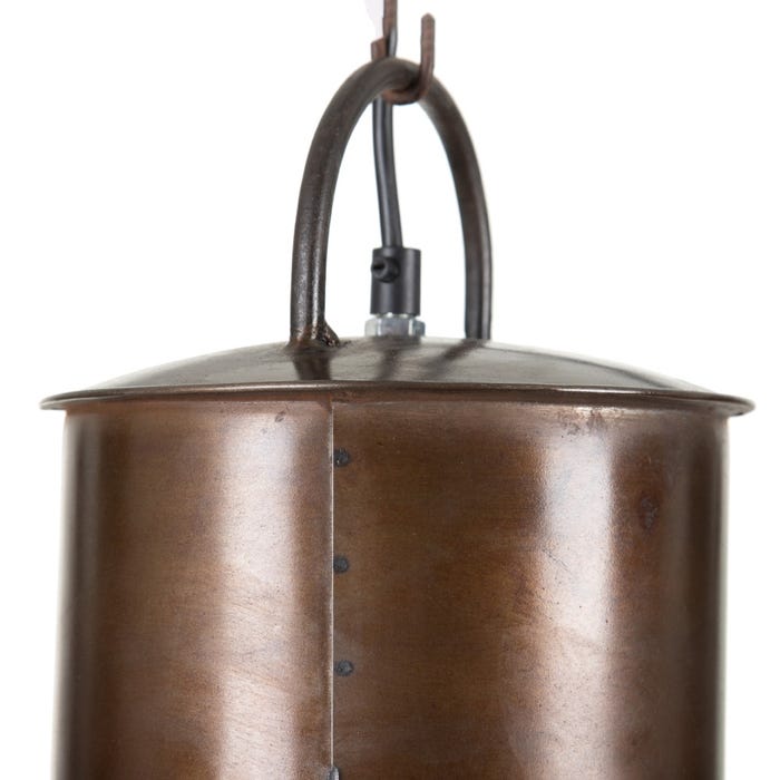 Top detail of Nautilus copper ceiling lamp with chain holder