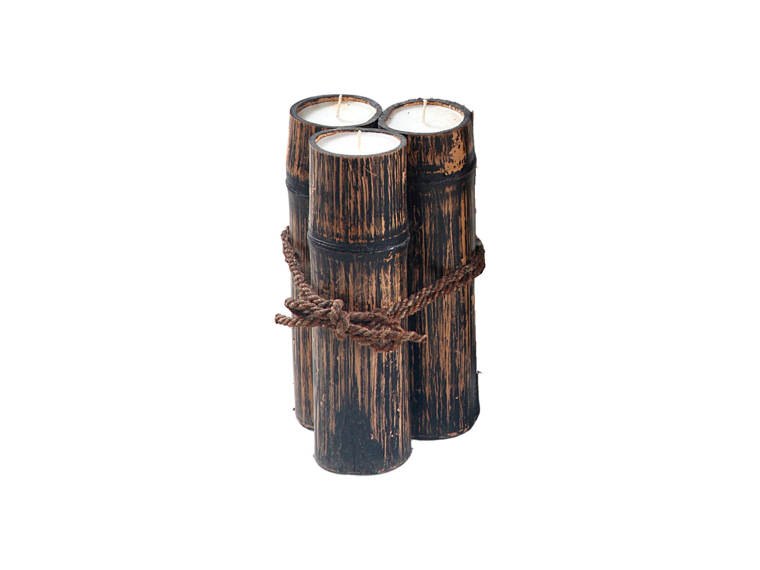 TRIPLE BAMBOO CANDLE BLACK