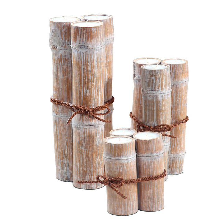 NEREA BAMBOO CANDLE WHITE WASH