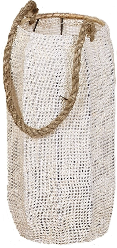 White Oxana Lantern L, tall cylindrical natural-fiber lantern