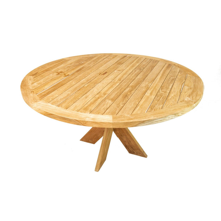 Close-up of the Tongariki table showing natural teak grain.