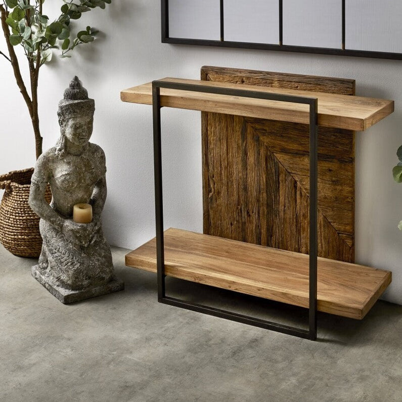 Styled interior scene featuring the Train Collection Console in a modern entryway.