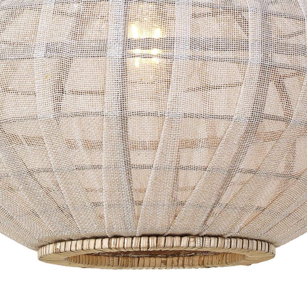 Close-up of White Farol Lamp showing soft cotton fabric texture.