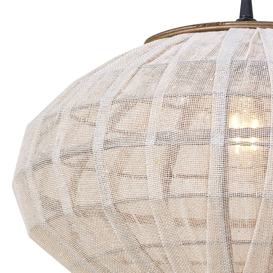 Side view of White Farol Lamp with lantern-inspired shape.