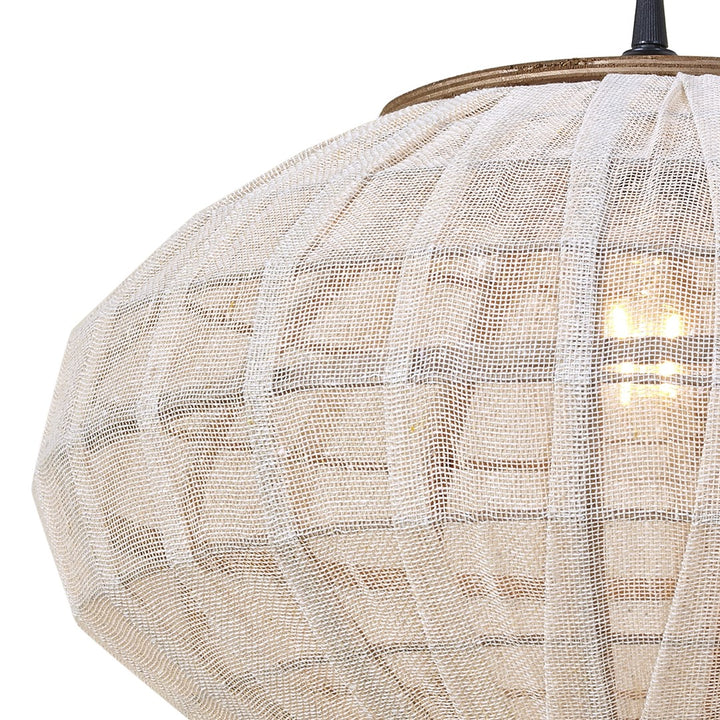 Side view of White Farol Lamp with lantern-inspired shape.