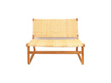 AKRASIA - NATURAL TEAK WOOD AND WOOVEN RATTAN TWO SEATER SOFA