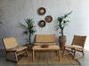 AKRASIA - NATURAL TEAK WOOD AND WOOVEN RATTAN TWO SEATER SOFA